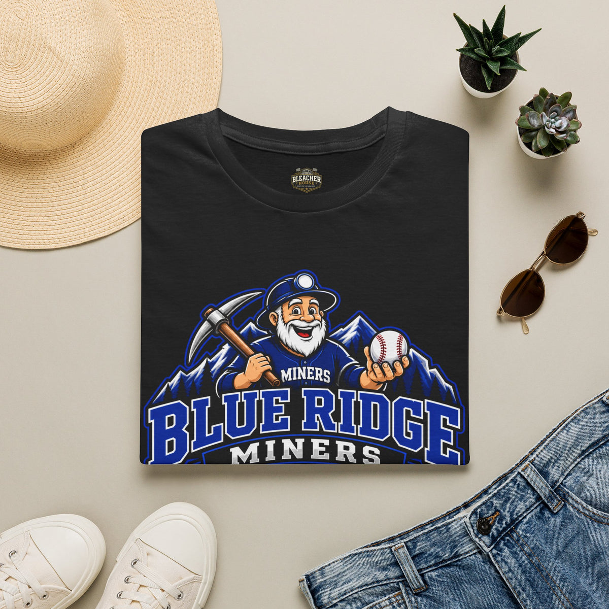 Blue Ridge Miners Mascot and Logo T‑Shirt — Unisex Softstyle Tee