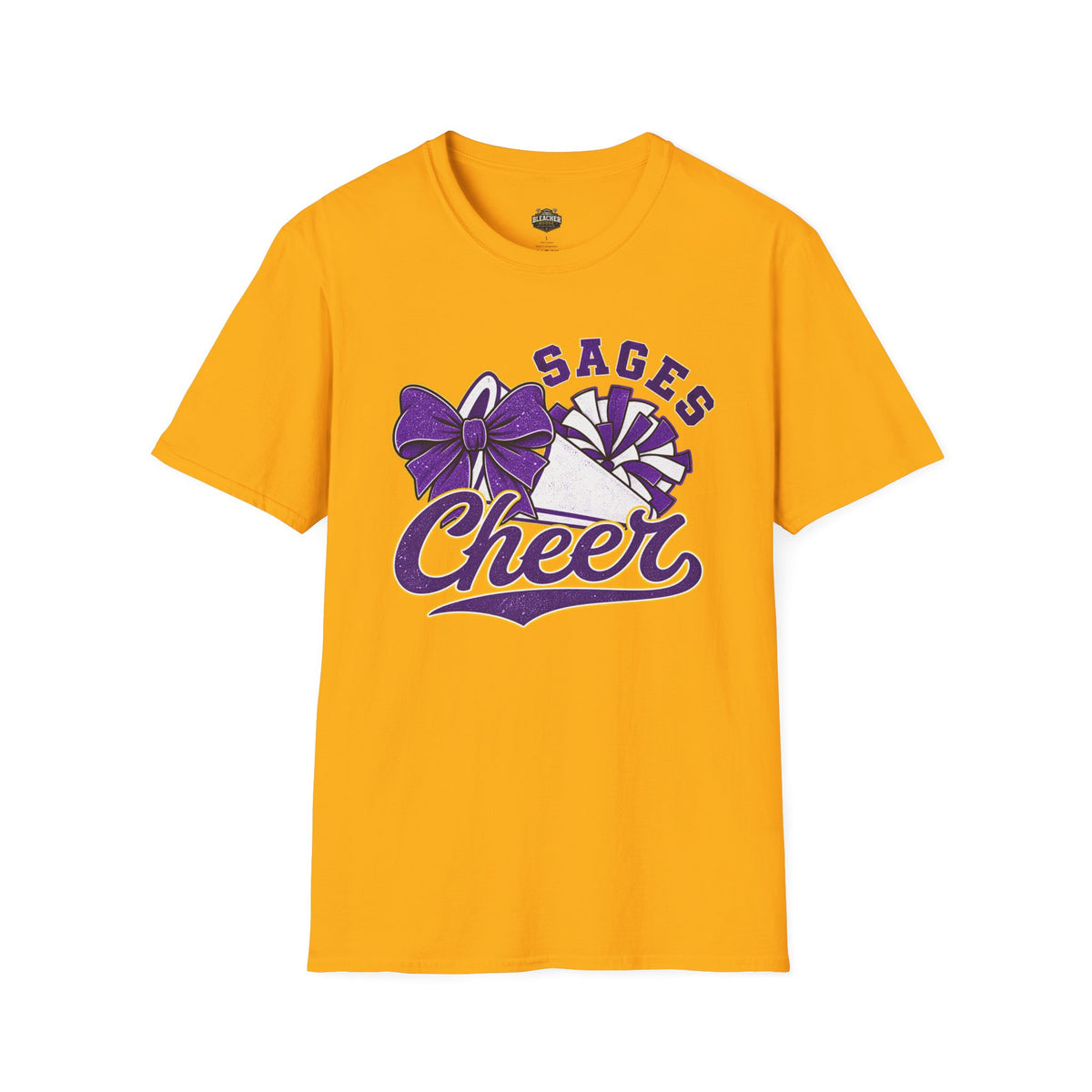 Sages Cheer T‑Shirt — Purple Bow & Pom Design