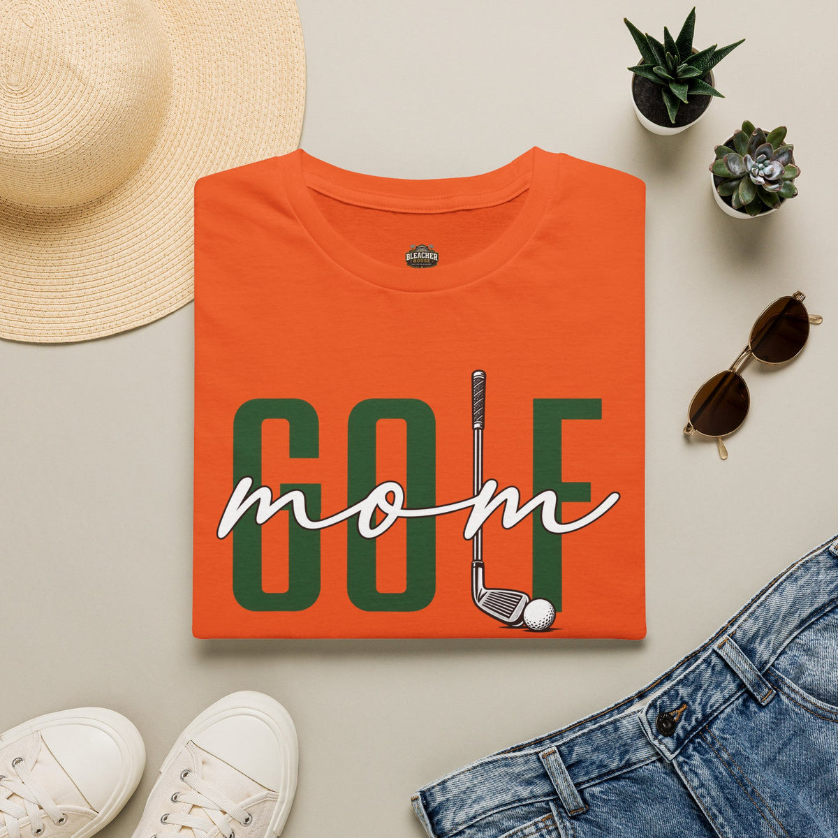Golf Mom T-Shirt — ‘GOLF’ Script Logo with Club & Ball