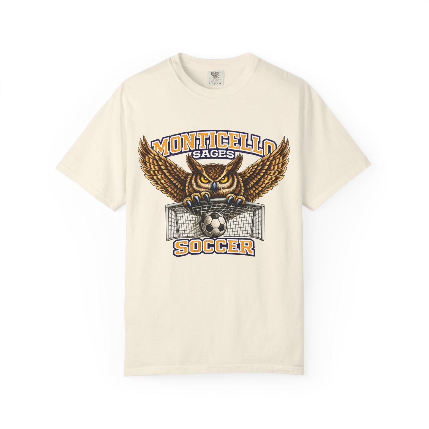Monticello Sages Soccer T-Shirt — Vintage Owl & Wings Team Tee