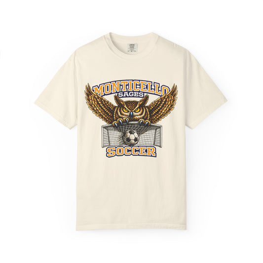 Monticello Sages Soccer T-Shirt — Vintage Owl & Wings Team Tee
