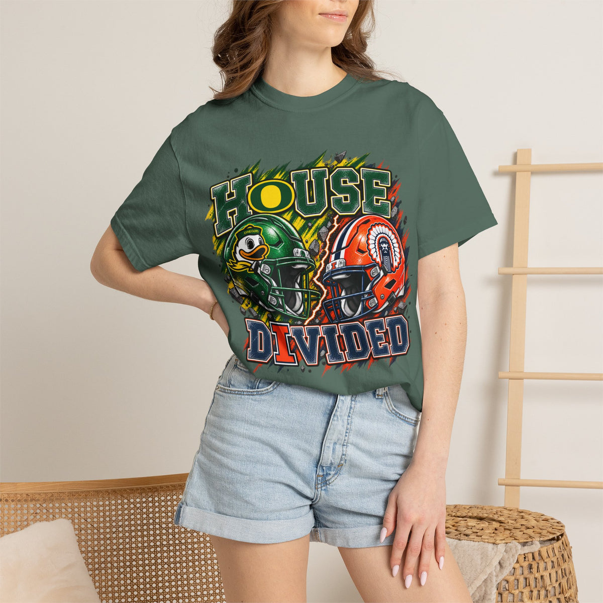 House Divided Football T-Shirt - Oregon vs. Illinois