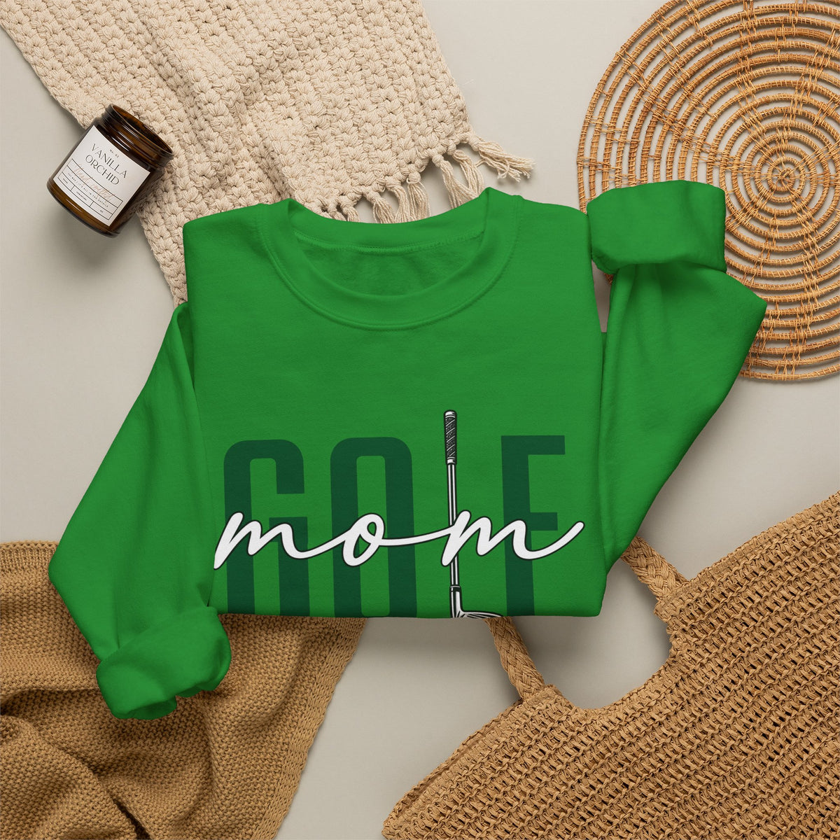 Golf Mom Crewneck Sweatshirt — 'MOM Graphic with Ball