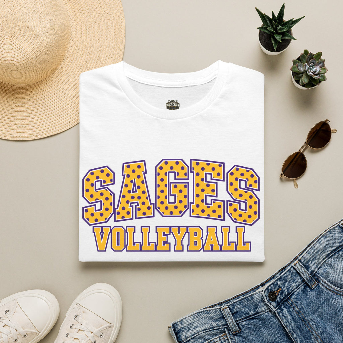 Sages Volleyball Team T‑Shirt — Retro Polka Dot Varsity Tee