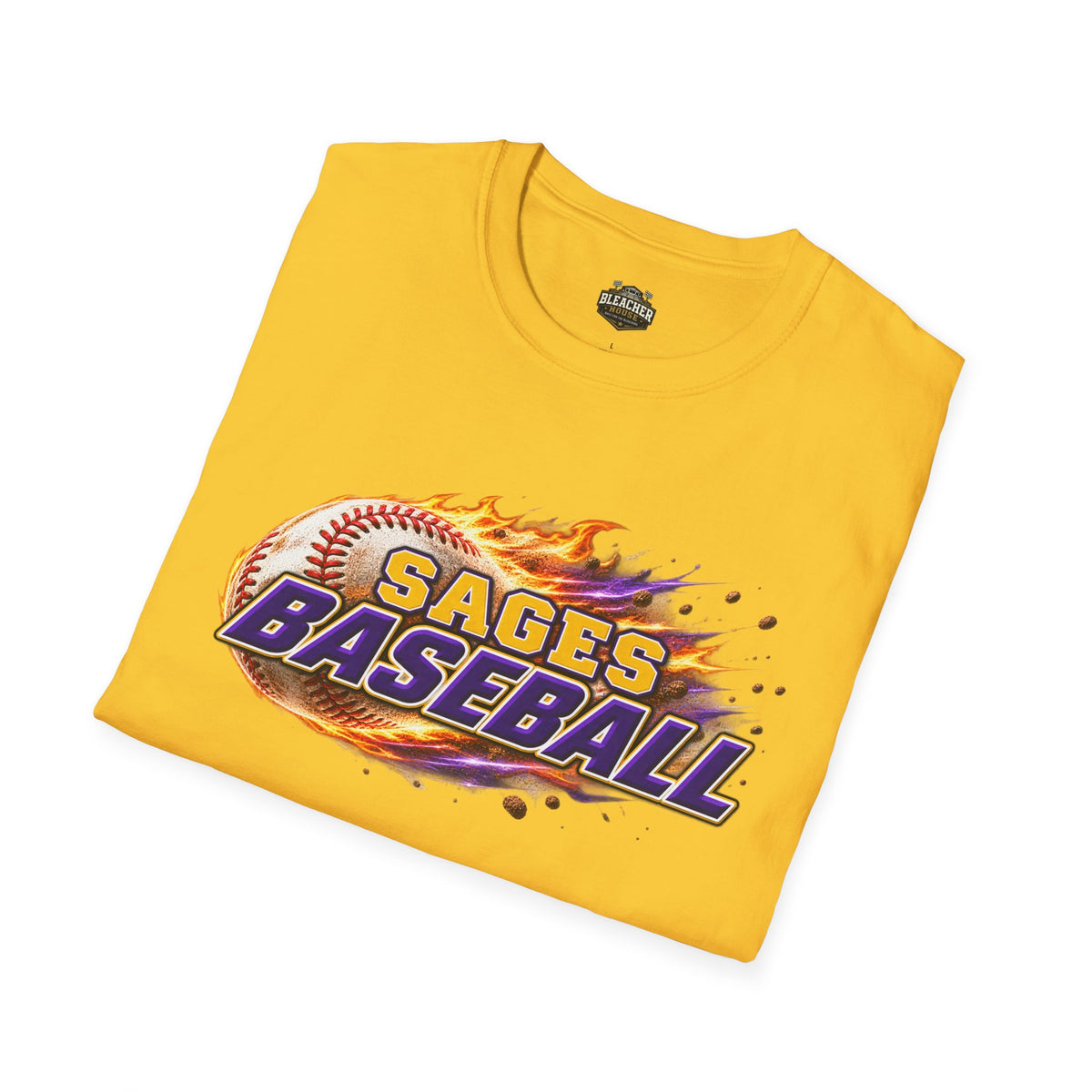 Sages Flaming Baseball T-Shirt — Flaming Baseball Team Tee