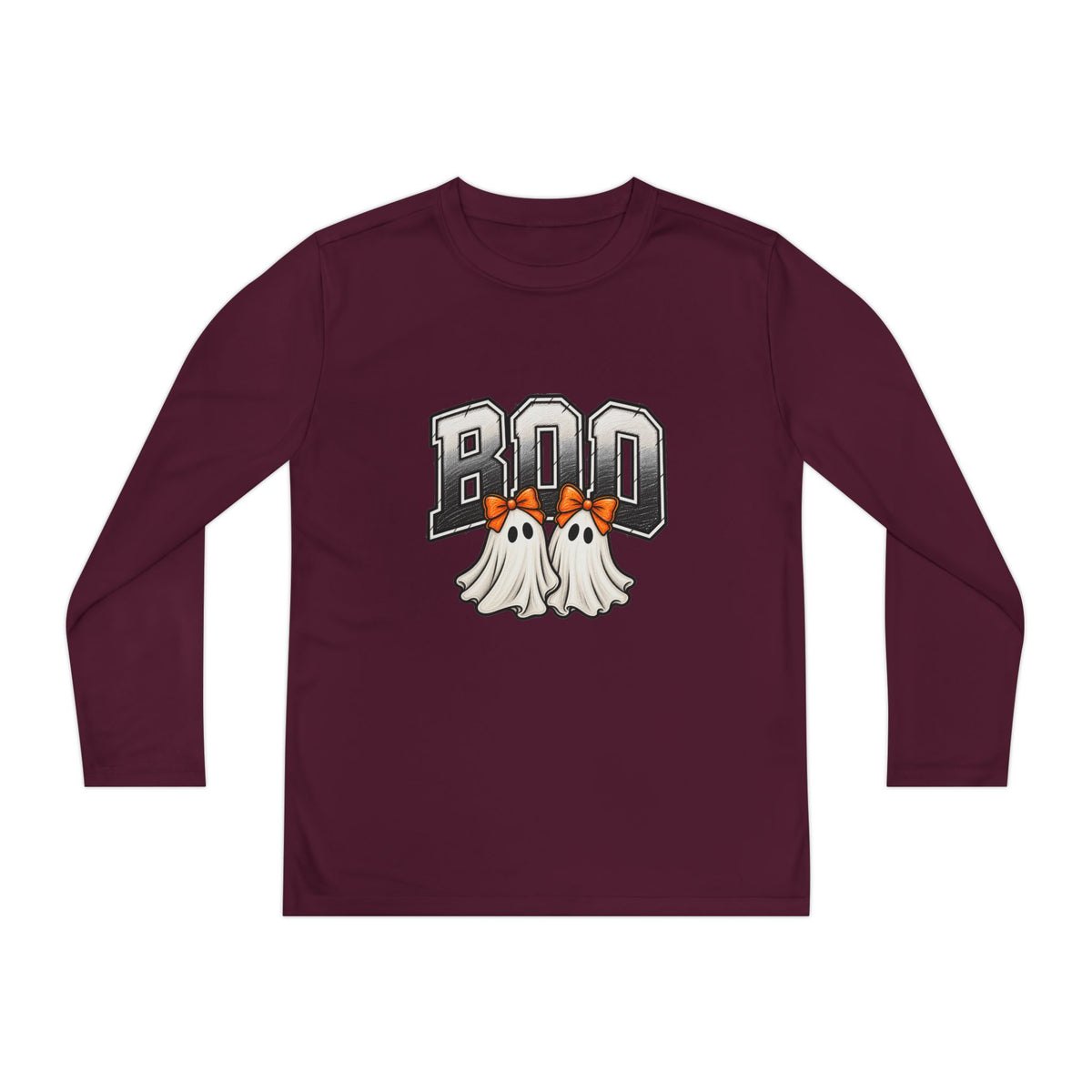 Youth Long Sleeve Tee — "Boo" Ghosts Halloween Shirt for Kids