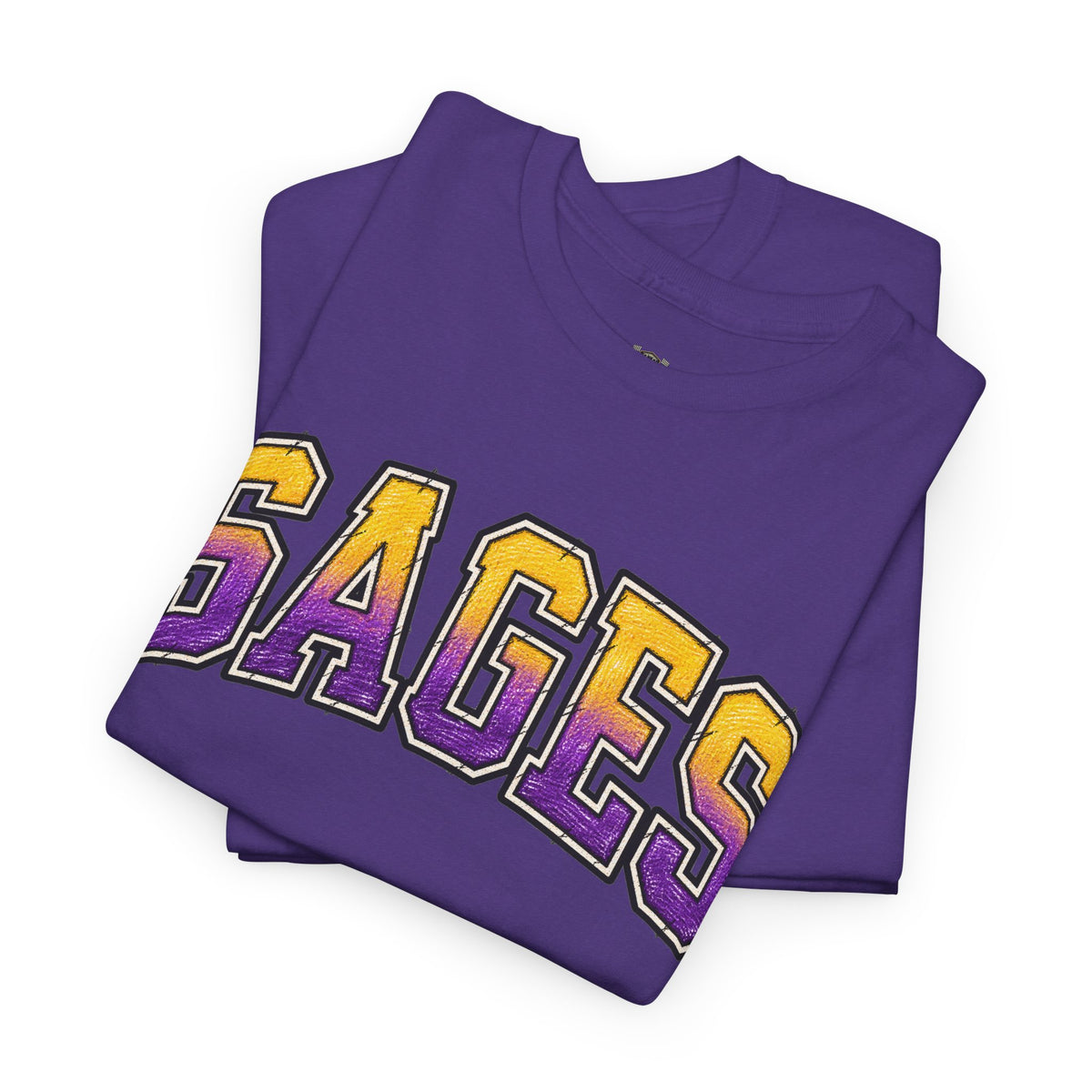 Sages Graphic T-Shirt — Collegiate Purple & Gold Lettering Tee