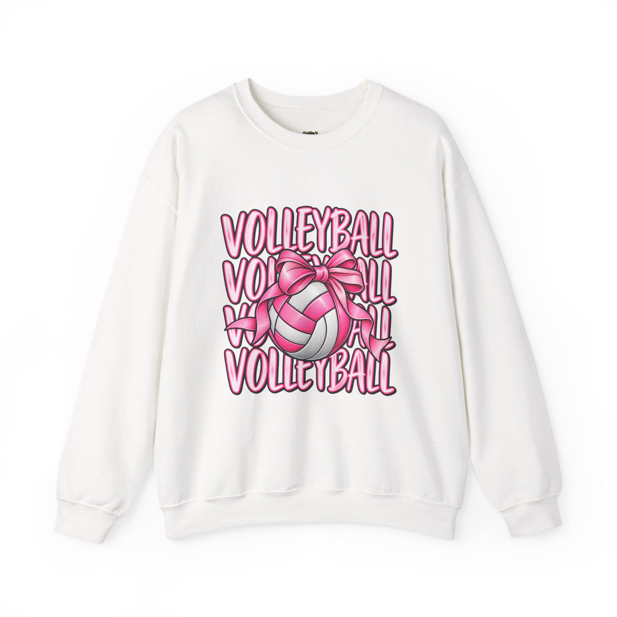 Volleyball Bow Sweatshirt — Pink Volleyball Graphic Crewneck