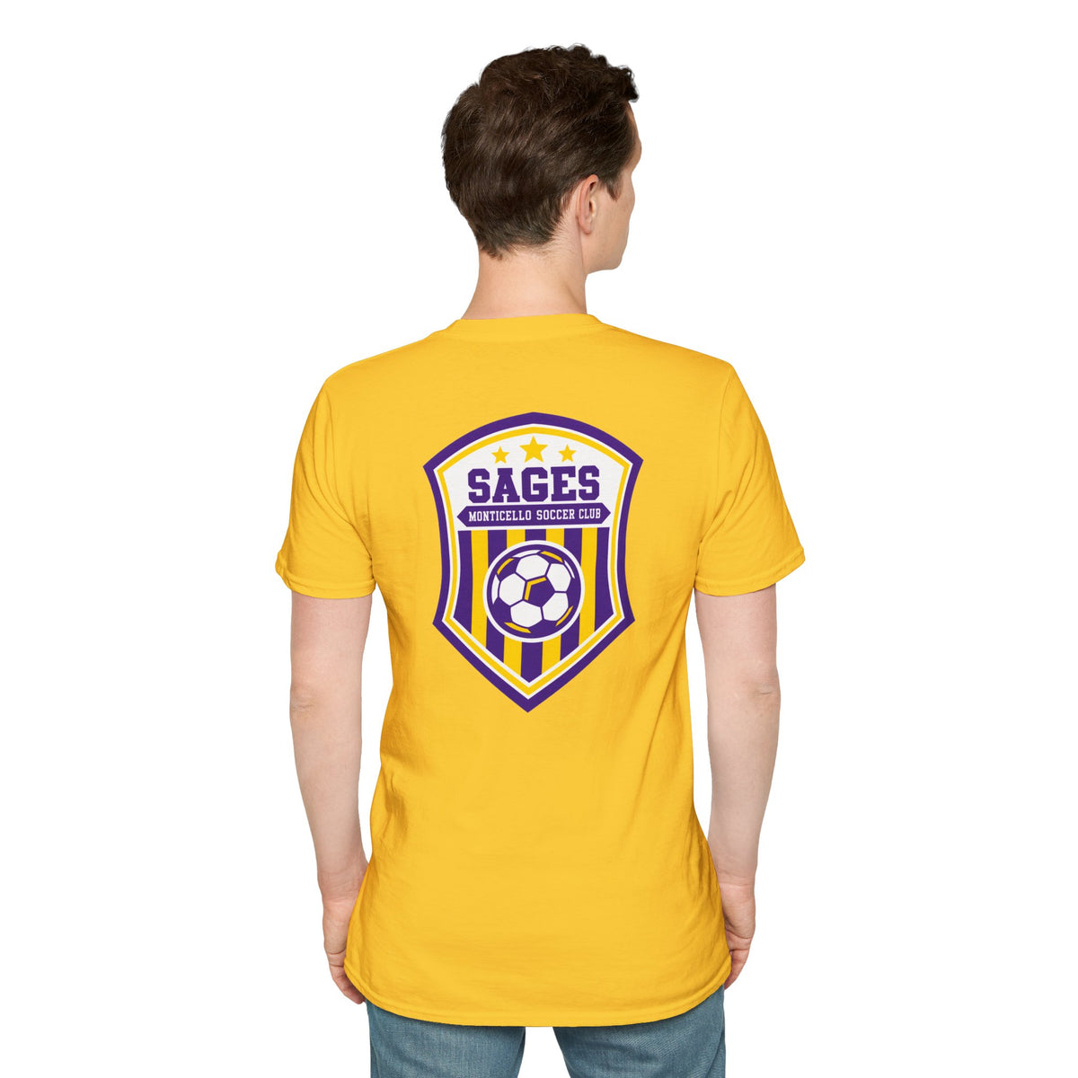 Monticello Soccer Club T-Shirt — Minimal Chest Logo With Crest On Back