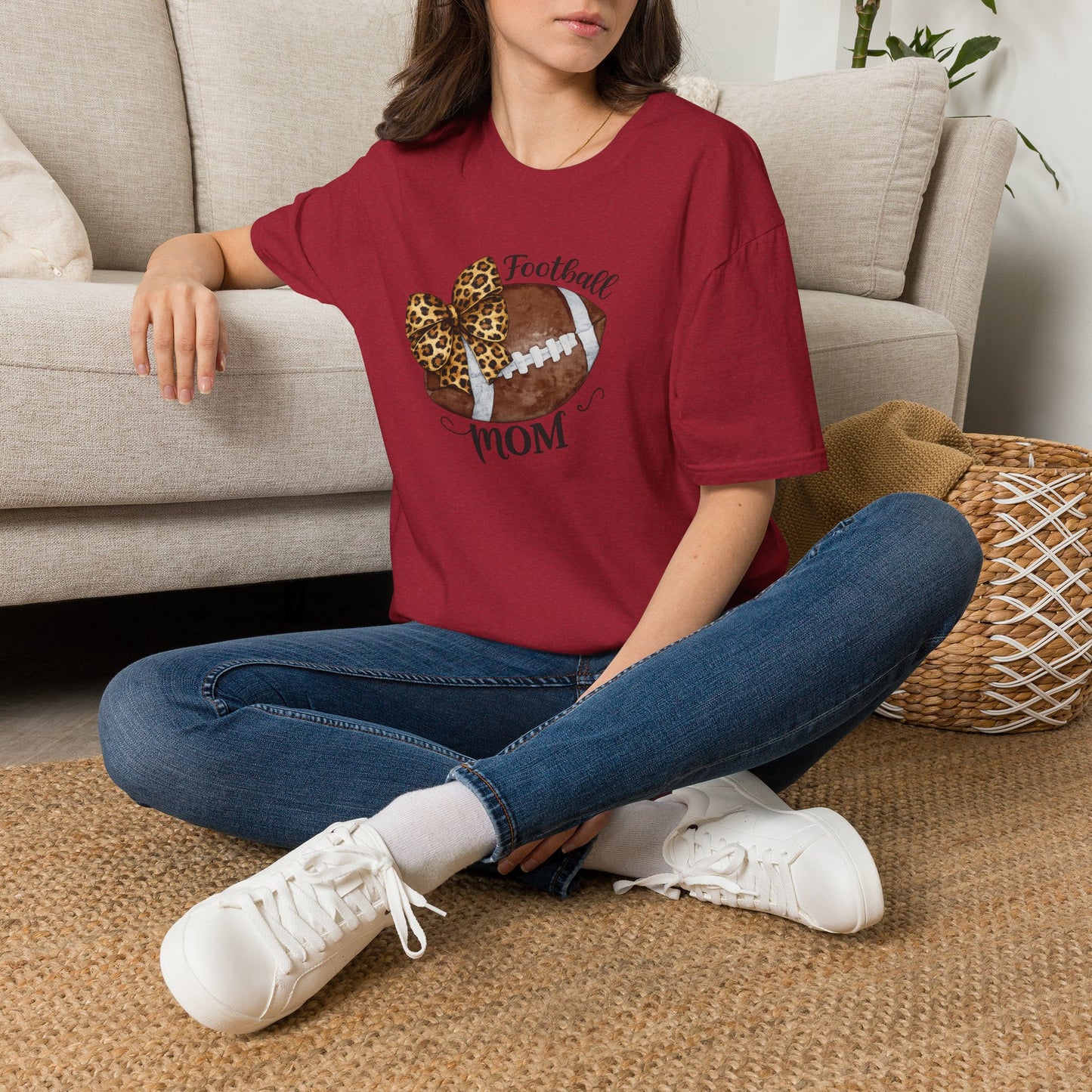 Football Mom T-Shirt — Leopard Bow Game Day Tee