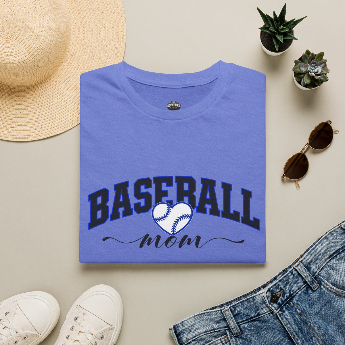 Baseball Mom T‑Shirt — Heart Baseball Design, Mom Gift for Spring Season & Game Day