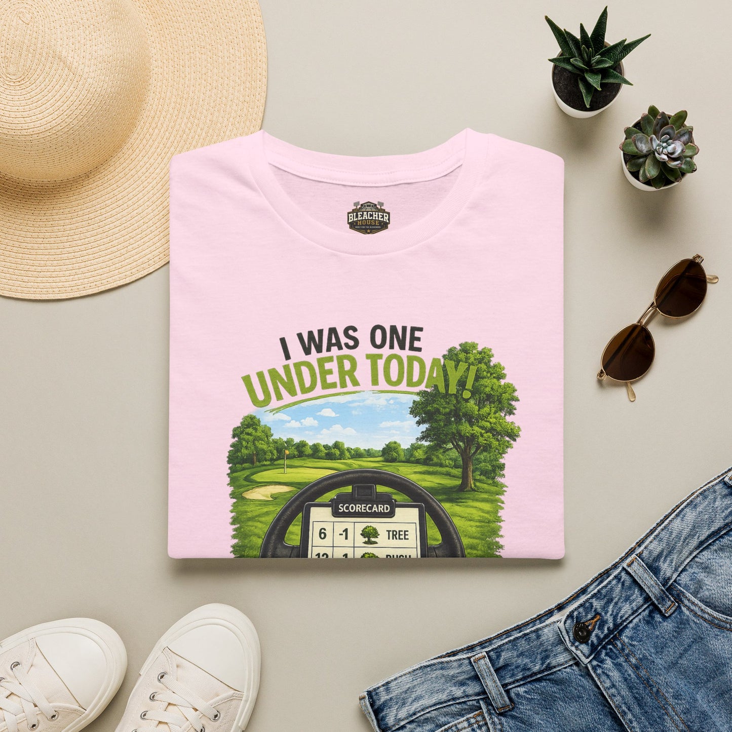 Golf T-Shirt — "I Was One Under Today" REALISTIC VIEW - Funny Scorecard Design