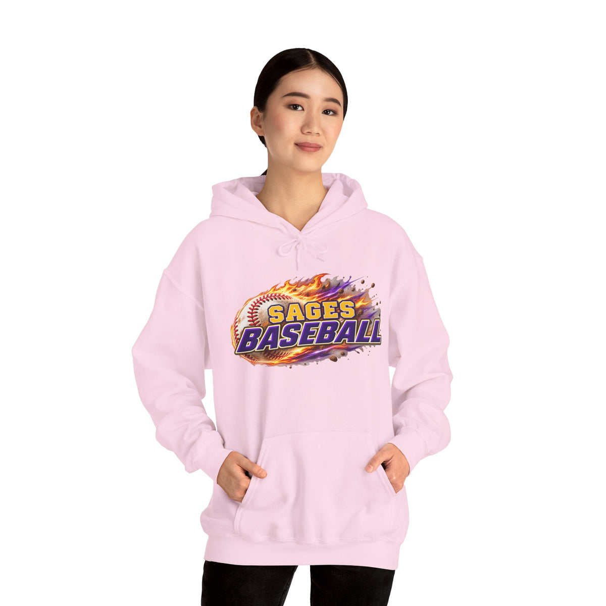 Sages Flaming Baseball Hoodie - Team Sweatshirt
