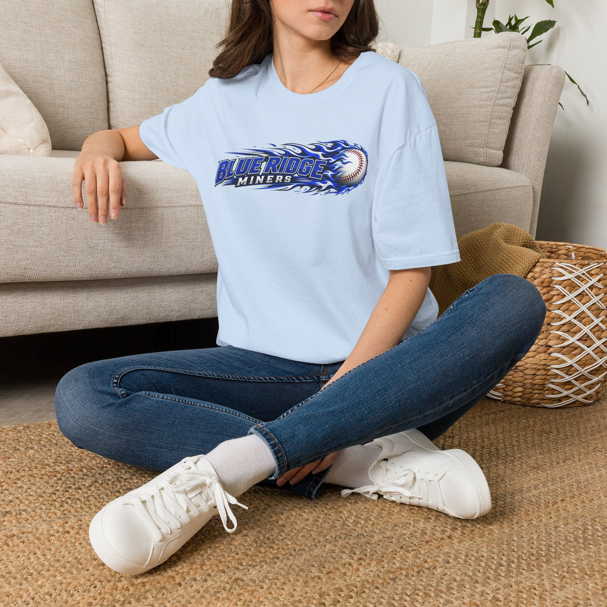 Blue Ridge Miners Flaming Baseball T-Shirt – Flaming Ball Softstyle Tee