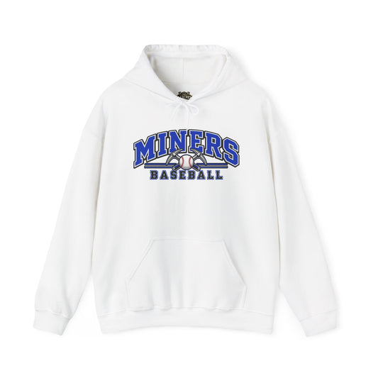 Miners Baseball Hoodie — Pickaxe Cross Logo Graphic