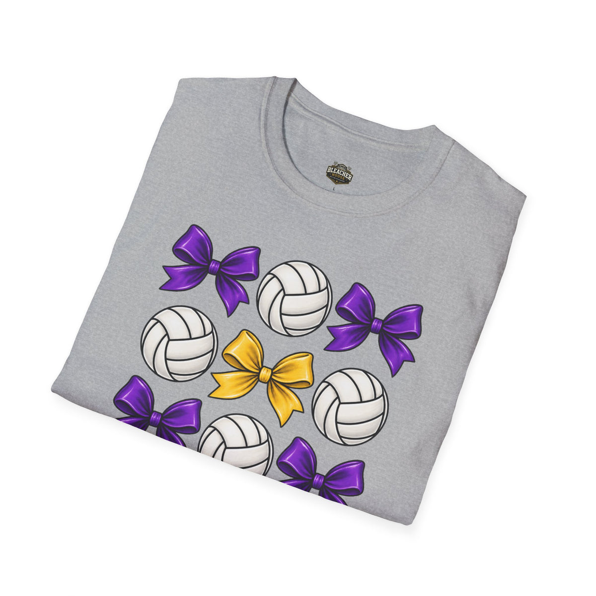Volleyball & Bows Graphic T-Shirt — Purple & Gold Spirit Tee