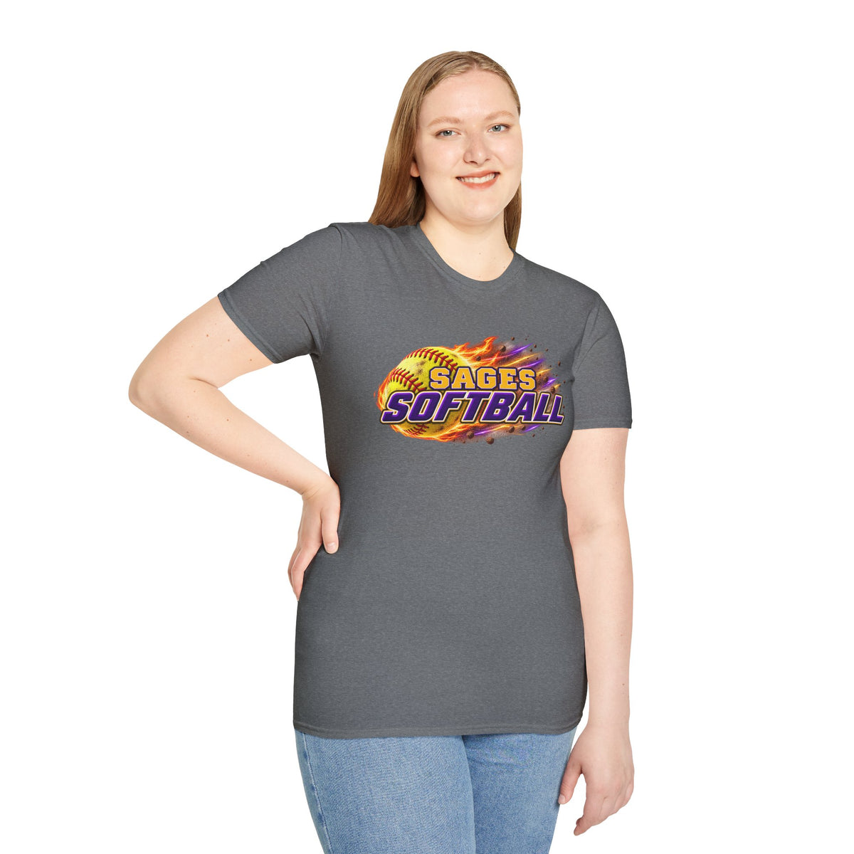 Sages Flaming Softball Graphic T‑Shirt