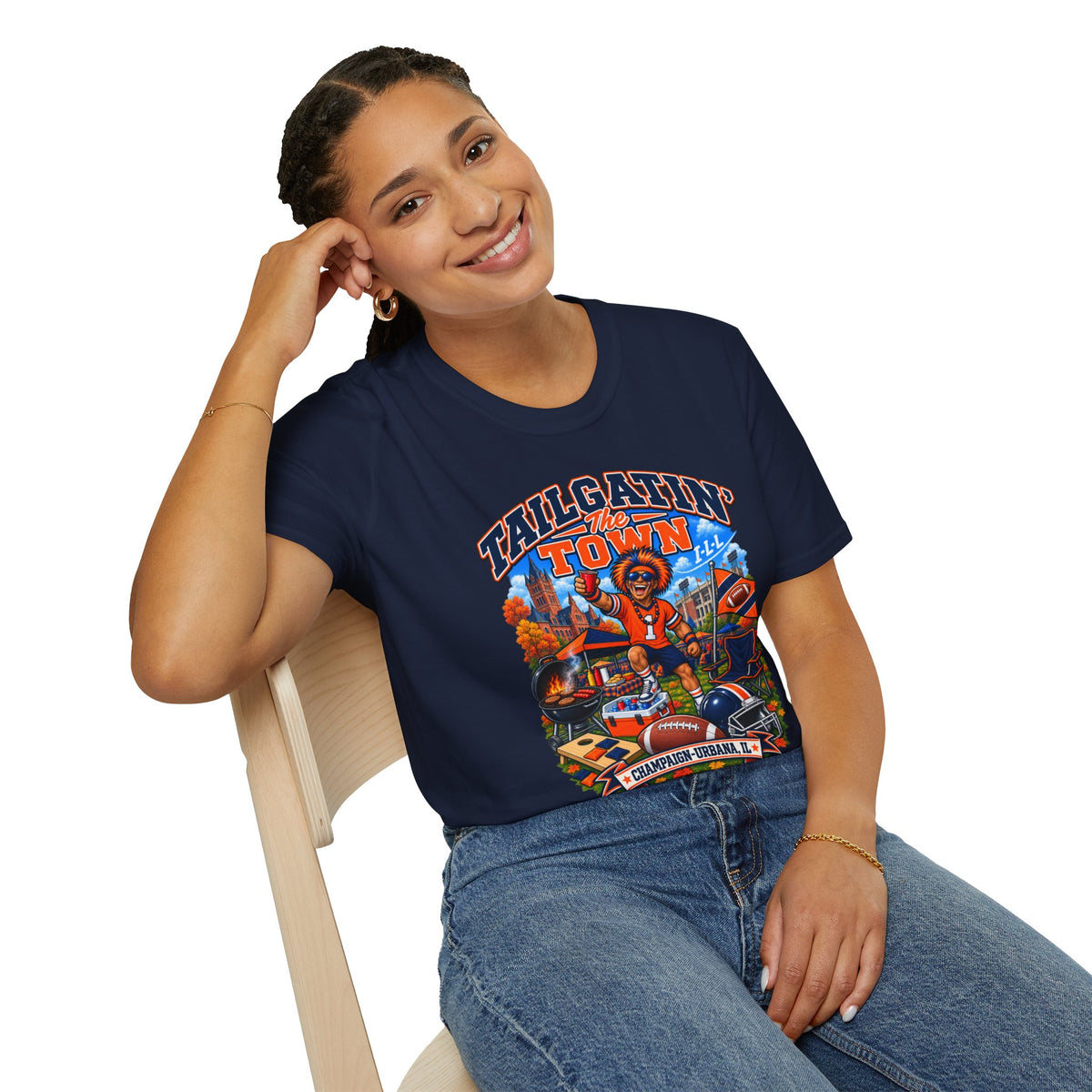 Tailgatin' the Town - ILLINOIS EDITION - College Game Day Tailgate Tee
