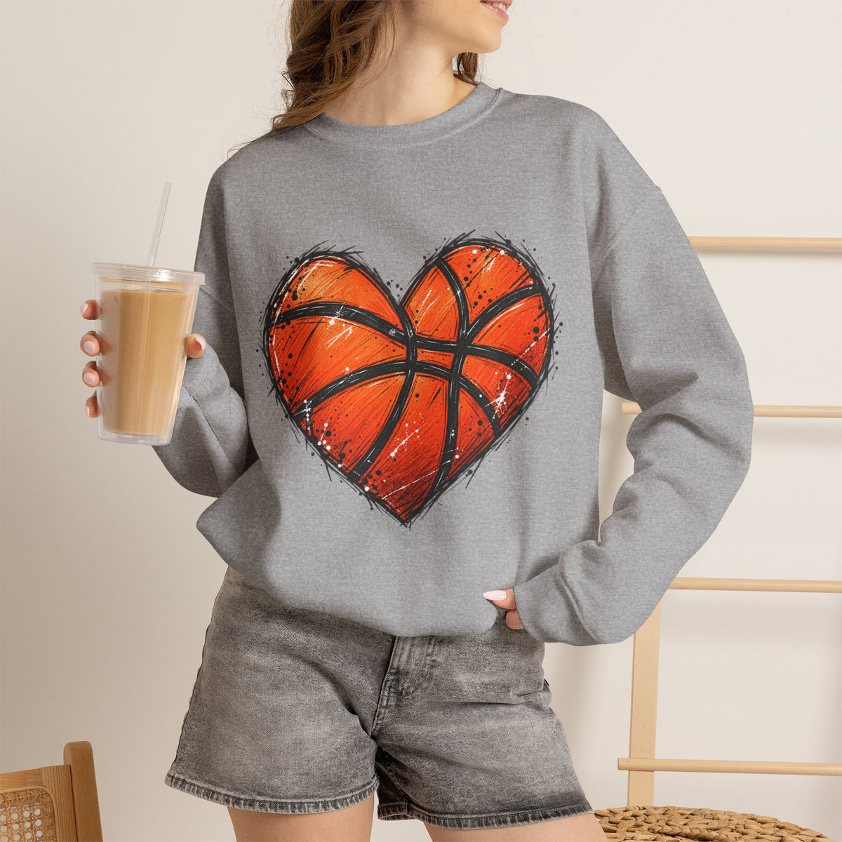 Basketball Heart Crewneck Sweatshirt