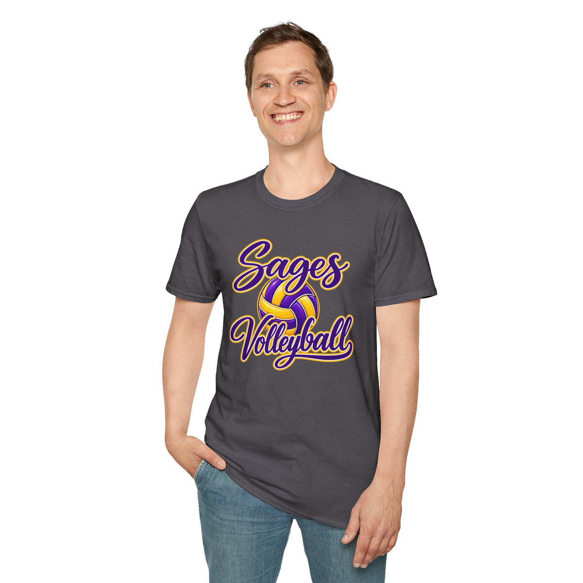 Sages Volleyball T-Shirt — Purple & Gold Team Tee