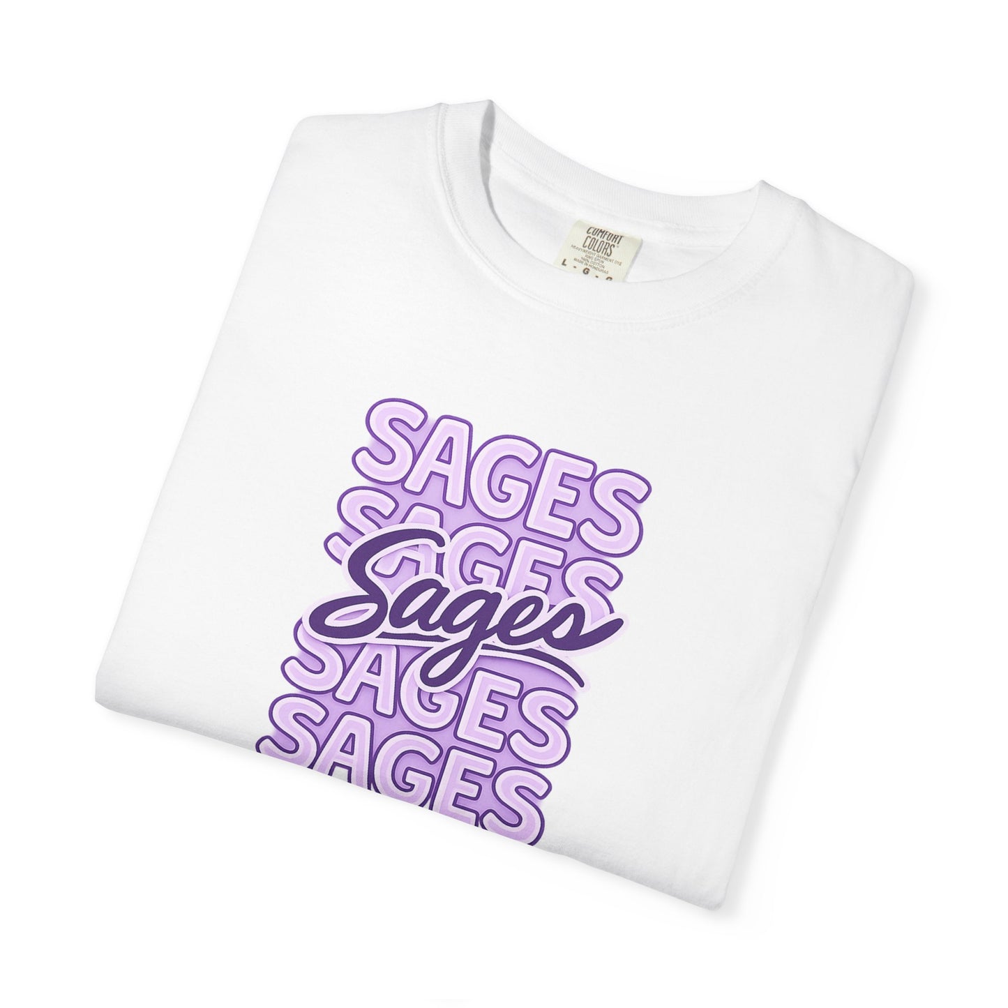 Sages Retro Stacked Text T-Shirt — Lavender Graphic Tee