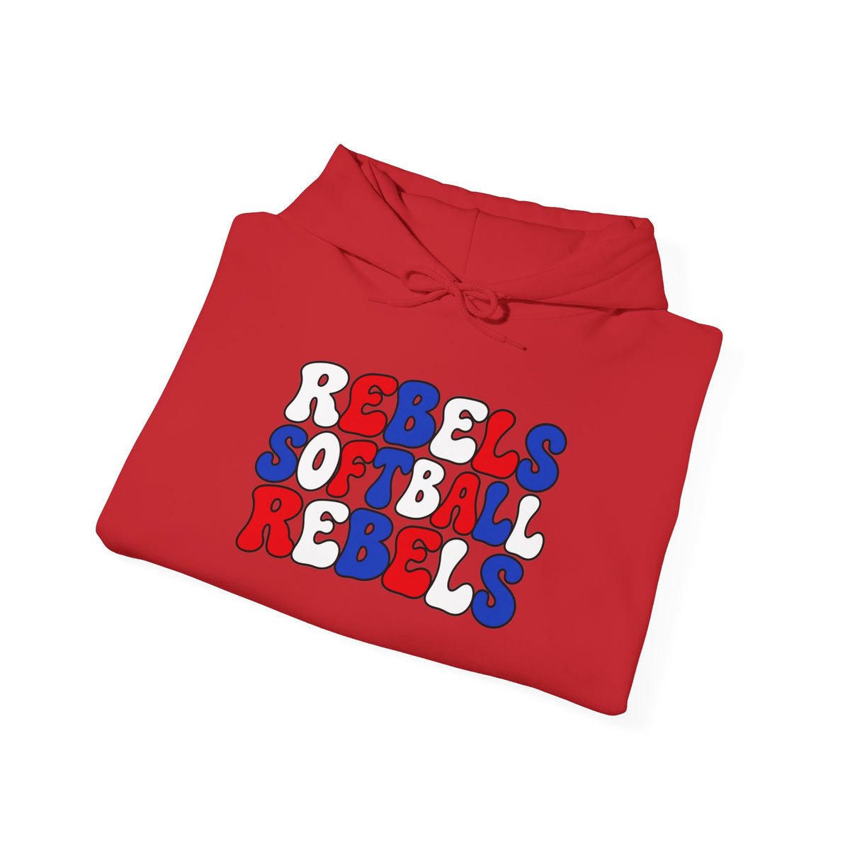 Rebels Softball Hoodie — Retro Red & Blue Team Graphic