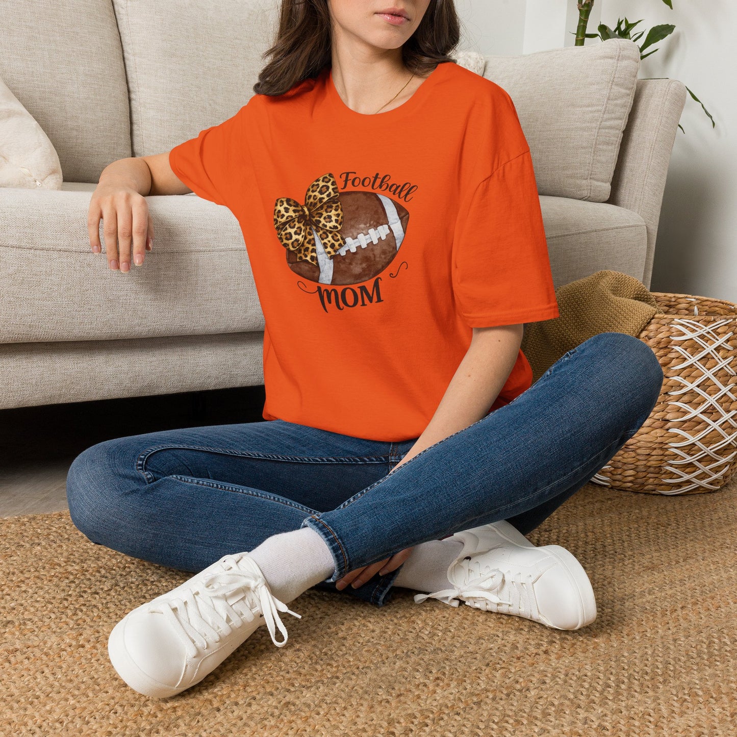 Football Mom T-Shirt — Leopard Bow Game Day Tee