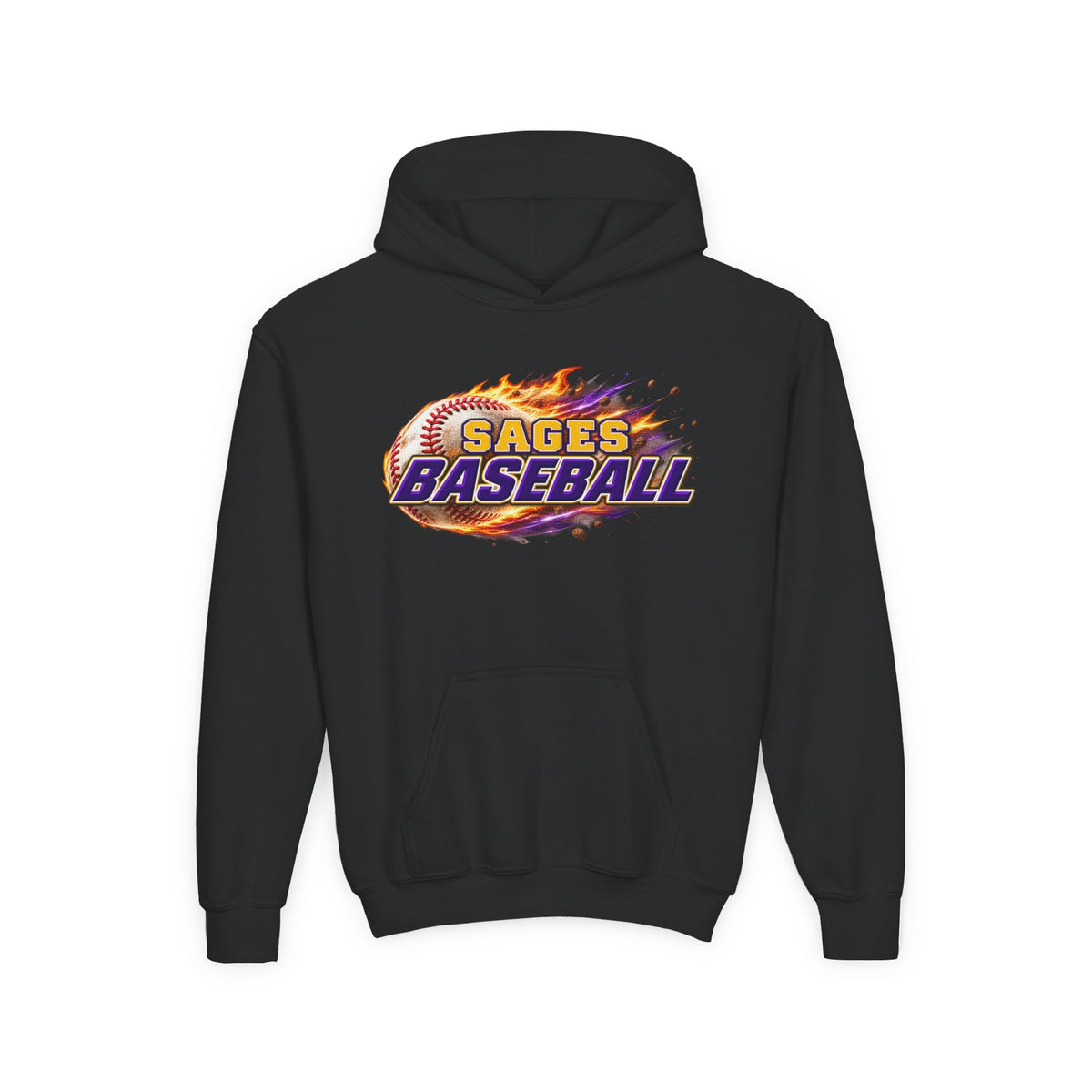 YOUTH Sages Flaming Baseball Hoodie - Team Spirit Hoodie