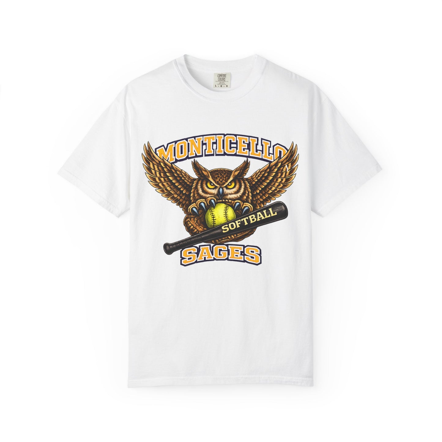 Monticello Sages Softball T-Shirt — Vintage Owl & Wings Team Tee